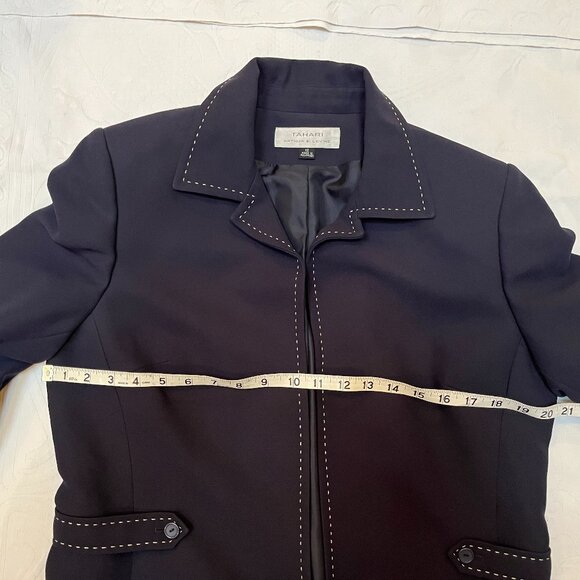 TAHARI ARTHUR S LEVINE Size 12  Navy Dark BLUE LONG JACKET COAT - Picture 7 of 9